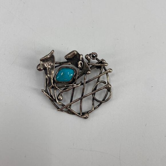 Vintage Turquoise sterling silver pin - Picture 1 of 4